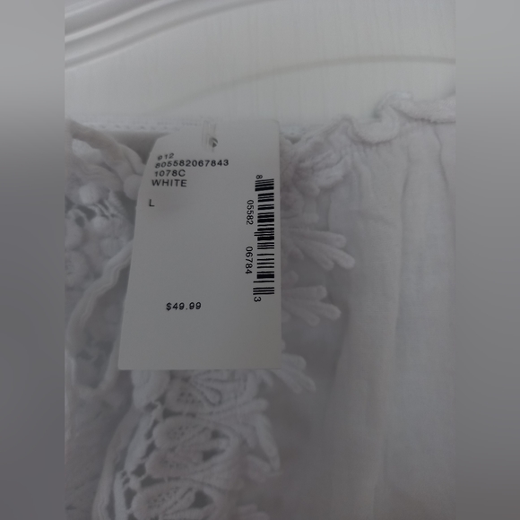 NWT SAKS FIFTH AVENUE lace white top size L - Picture 5 of 6